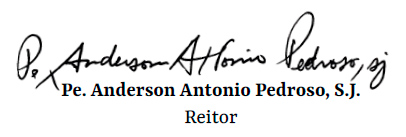 Assinatura do Reitor Pe. Anderson Antonio Pedroso, S.J.