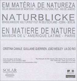 Convite da exposição "Em Matéria de Natureza"