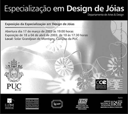 Convite da exposição "Especialização em Design de Jóias"
