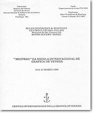 Capa do Catálogo de Trabalhos dos Mestres da Escola Internacional de Gráfica de Veneza.
